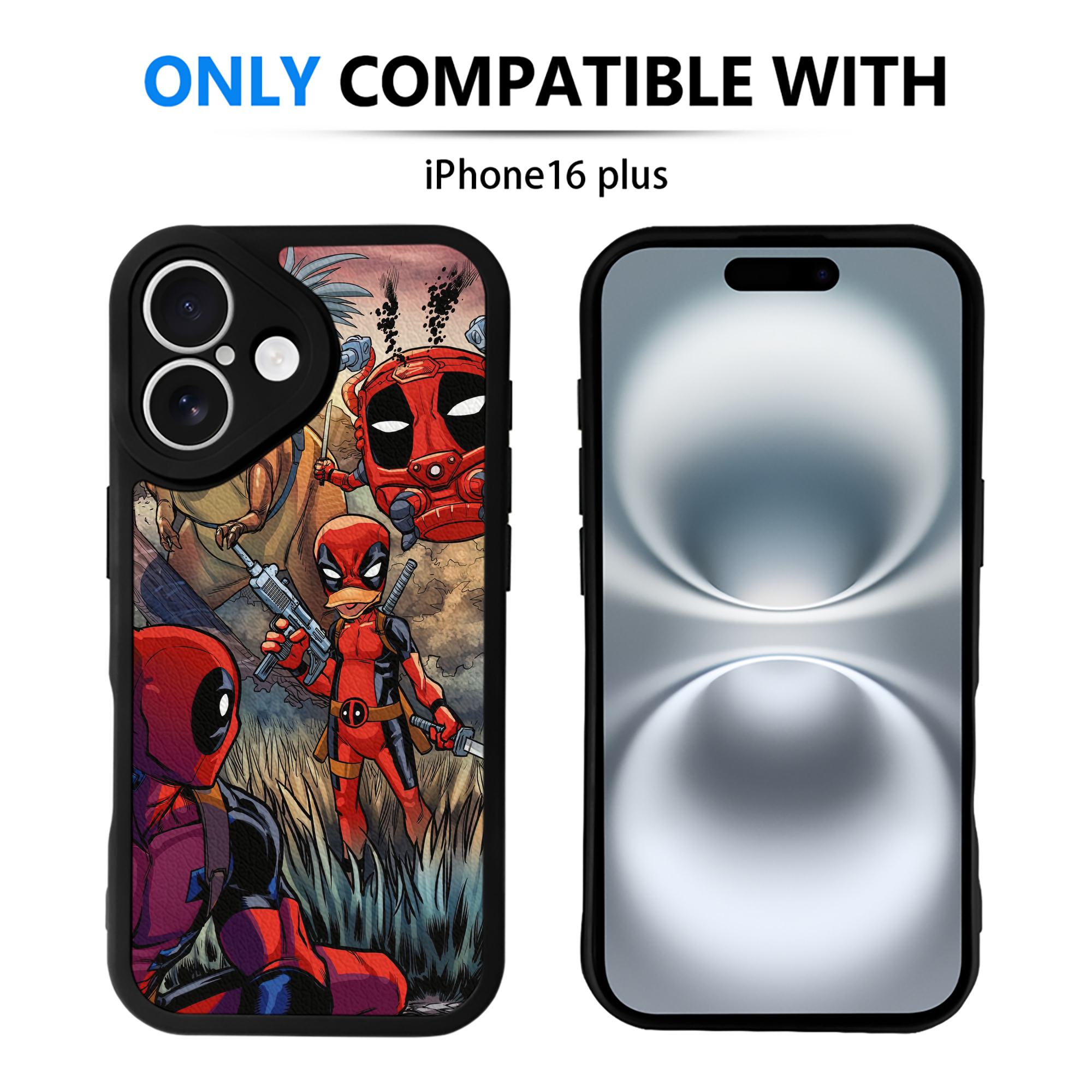 （画像用） Deadpool デッドプール 【iPhone 16シリーズ対応】シリコンスマホケース（レザー調） 材質：シリコン